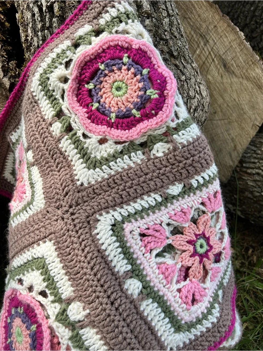 Handmade Crochet Square runner or dresser scarf